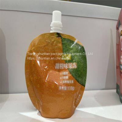 juice packing biodegradable liquid food beverage spouted stand up pouch refill disposable plastic with straw hole