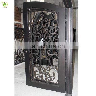 Low E wrought iron entry door double door with frame