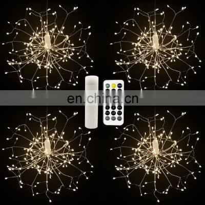 Outside Christmas Led Warm White Hanging Starburst Rechargeable String Lights For Party Wedding Decoration