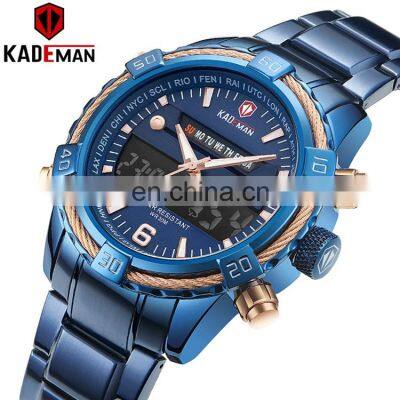 KADEMAN K6173 customized double display men watches 24 hours chronograph luminous led sport watches digital mens watches