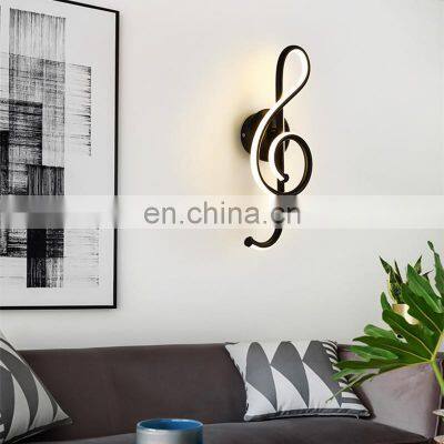 Modern Indoor LED Wall Sconce Light Music Symbol Creative Lamp Art Deco Lighting for Living Room Bedroom Cafe Lounge