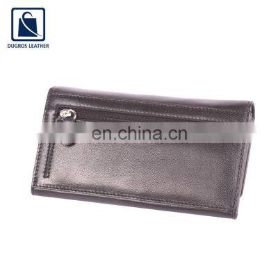 2022 New Arrival Eye Catching Design Nickle Fitting Matching Stitching Genuine Leather Women Wallet for Wholesale Buyers photo-2