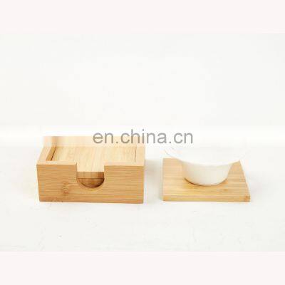 Hot Selling Multifunction Handmade Heat Resistance Premium Square Bamboo Coasters Set