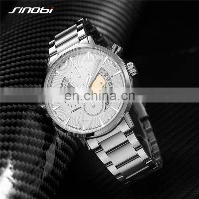 SINOBI Mens Style Watches S9829G Creative Men Watch Luminous with Date Window Chronograph Timepiece Clock Watch