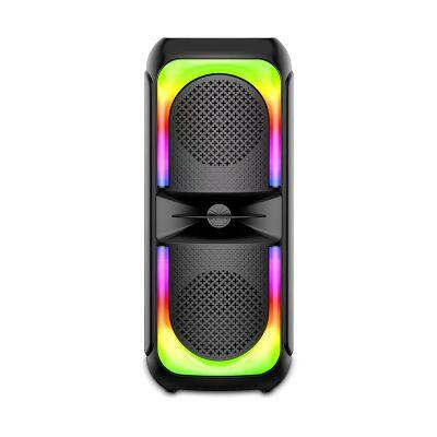 New Product Outdoor Portable Dual 4 Inch Deep Bass Long-Term Playback RGB Lights With Display Screen Speaker