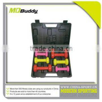Portable vinyl/neoprene dumbbell sets with rack for fitness in PE set