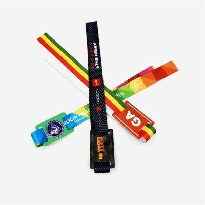 RFID Party Festival One Time Use Woven Wristband Entrance Ticket NTAG213 Polyester Bracelets NFC Fabric Wristbands