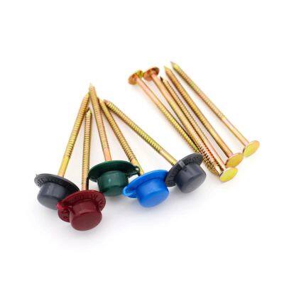 Safe Top Nails Plastic Cap Roofing Nails Ring Shank Spiral Shank Umbrella Head With Washer