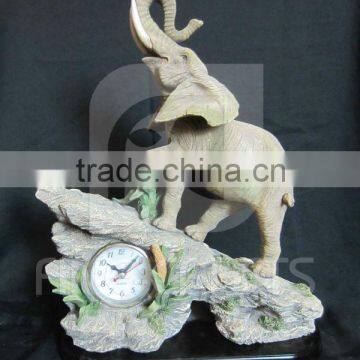 Polyresin elephant statue decorative desktop clock