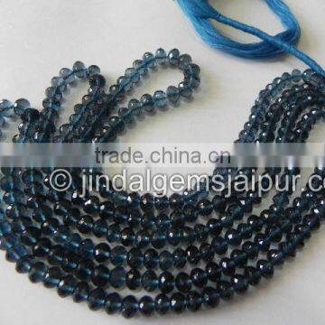 Wholesale High Quality London Blue Topaz Far Faceted Roundelle Beads