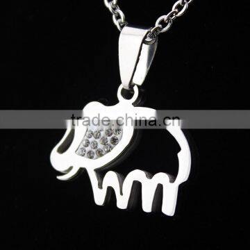 High quality stainless steel cute elephant necklace diamond elephant pendant necklace wholesale