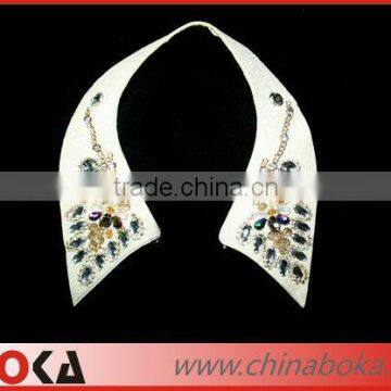 Fashion blouse fake collar decorated with rhinestones and chains