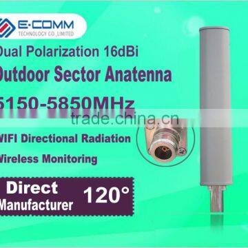 5.8Ghz outdoor 16dBi directional sector dual polarization panel MIMO antenna for wireless WIFI transmission and receiving