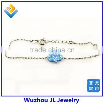 Wholesale 925 sterling silver OP26 blue opal charm bracelet