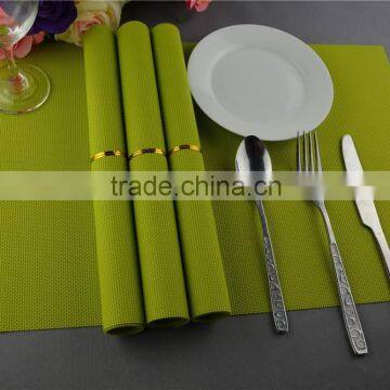 Table Decoration PVC Gold Placemat Solid Color Pure Color Bright Color Grass Green Placemat 45*30cm photo-4