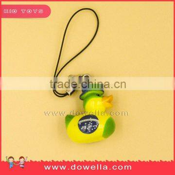 Personalized Small cheap plastic Yellow Duck Pendant Keychains