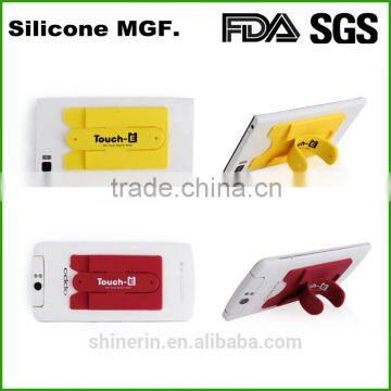 Desktop adhesive 3m sticker silicone mobile phone wallet stand holder