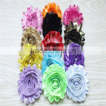 High quality Shiny Lovely Rosette Shabby Flowers Trim, flashing chiffon hair flower