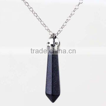 New Trendy Cool Bullet Shaped Natural Quartz Gemstone Necklace