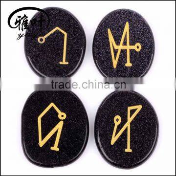 Wholesale natural Blue sand stone Engraved Stone Wholesale Chakra Stone Set
