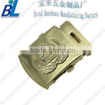 3D embossed metal belt buckle with gold plating