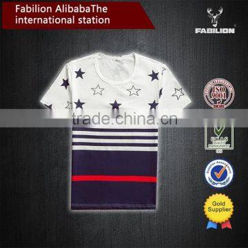 Men's Korean version printed stripe fashion T-shirt for design of stripe mosaic t shirt