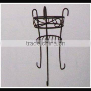 Wrought Iron Curlicues Wire Basket Plant Stand Holder Garden Flower Shelf