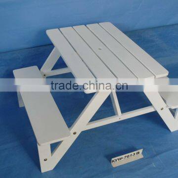 Kids Wooden Outdoor Table And Bench Set White