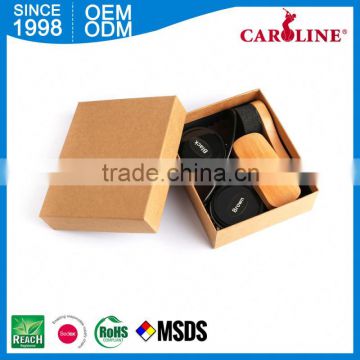 New Coming Leather Design Wood Shoe Polish Kit Shine Box