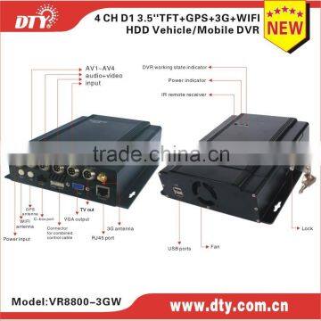 2015 DTY Factory 4 channel IE PC Android control MDVR with GPS 3G supporting free CMS software ,VR8800-3GW