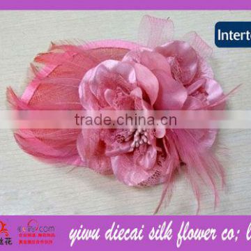 2013 new sweet bridal rose flower hair accessory with feather decoration for wedding