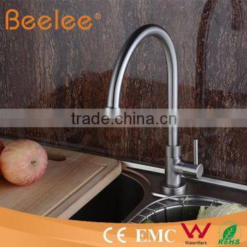 304 Stainless Steel Single Lever Handle Goose Neck Kitchen Water Faucets photo-4