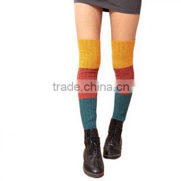 Patch Colorful Weave Thick Knit Socks Boot Socks,Thick Warm Womens Leg Warmers, Knee Socks Thigh High Socks,