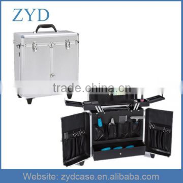 Multi-color aluminum rolling hair stylist trolley beauty case