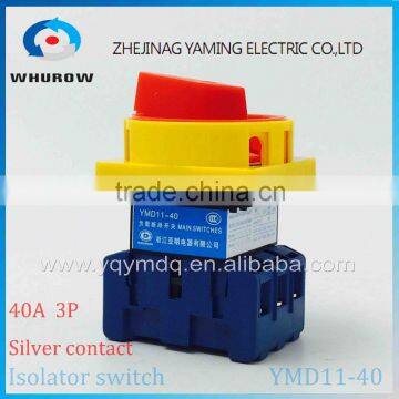 Isolator switch YMD11-40A load break switch universal power cut off switch on-off 40A 3P changeover cam switch 6 sliver contacts