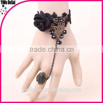 flower bracelet Bud silk flowers retro bracelet with ring fashion bracelet