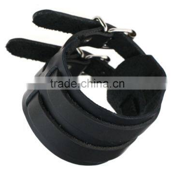 Handmade Genuine Leather Buckle Bangle Punk Bracelet for Men and Women