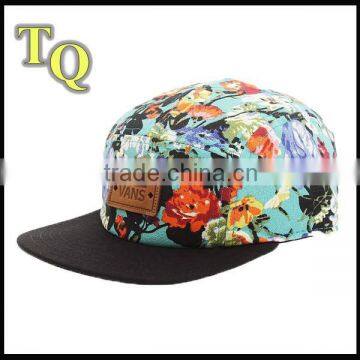 2015 fashion floral leather patch skull hats