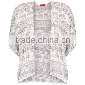 Woven Elephant Printed Kimono