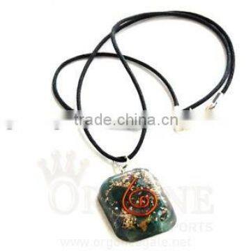 Blood Stone Orgone Rounded Square Pendant With Cord : Wholesale Orgone Pendant