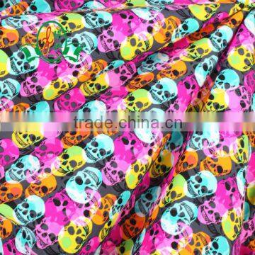 40D nylon spandex skull print fabric/elastic printed fabric