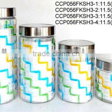 CCP056FKSH3 hand-painted glass jar with stainless steel lid