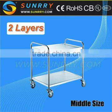 Stainless Steel Kitchen Cart 2 Layers Hotel Kitchen Equipment For Sale With Wheels