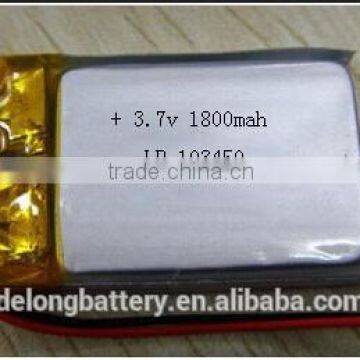 China Factory price PL103450 3.7v 1800mah real rechageable lipo battery/polymer li-ion battery/lithium polymer batery