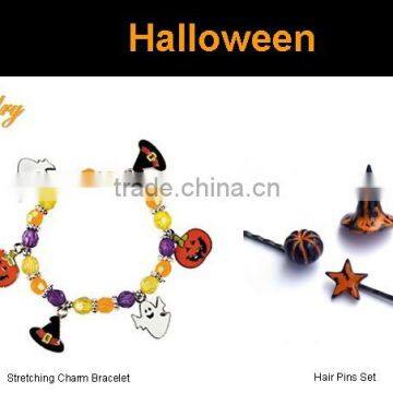 Fashion metal Halloween Stretching Charm Bracelet and Hair Pins jewelry set ,Customized Colors or LOGO and OEM design accept