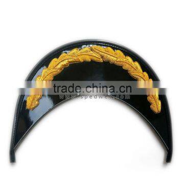 Visor peaks gold | Embroidery peak caps | Hand embroidery singal oak leaf round shape peak