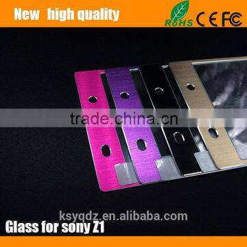 2.5D Titanium Alloy Brushed Metal Tempered Glass Screen Protector Guard for SONY Z1 Front + Back photo-2