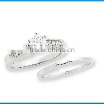 Fashion white gold peg set polished semi-mount engagement ring for women