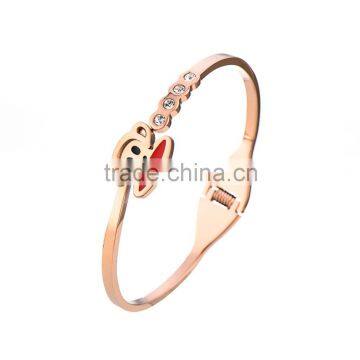 18K Rose Gold Stainless Steel Cute Cartoon Monkey Bangle for Birthday Gift