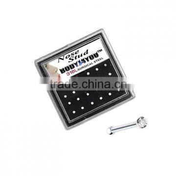 24 PCS Multi Color Gems 20G Steel Nose Bone/Nose Stud/Nose Ring in Case.